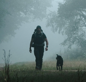 Simon Jeffries - Misty Hiking with Dog